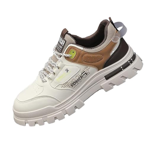 Moda y Casual Hombres Planos Ligero Malla Transpirable Color Sólido Impermeable Zapatos Hombres Botas, beige, 40 EU 3X-Estrecho