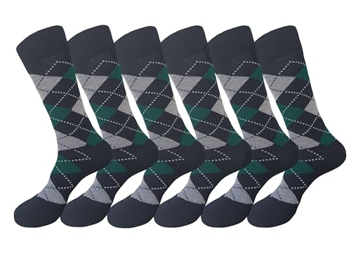 MENS ARGYLE Groomsmen Socks -ARGYLE DRESS - Wedding Socks - BLACK TEAL GREEN SOCKS - Size 10-13 (6-Pairs)