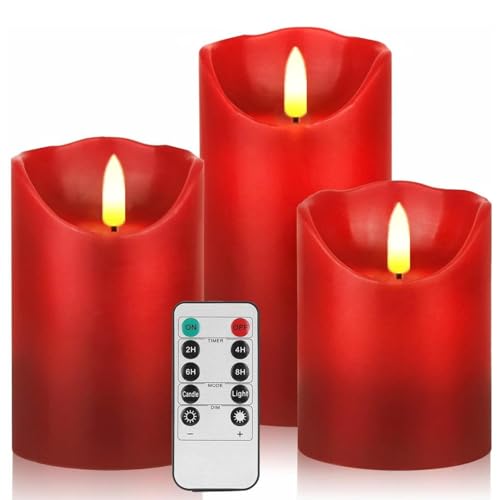 3 Pack Red Flameless Candle Set...