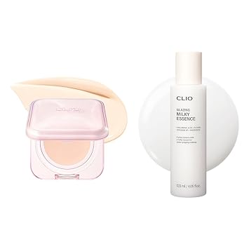 CLIO [Bundle] Glazing Milky Essence + Kill Cover Mesh Glow Essential Cushion Foundation 19N