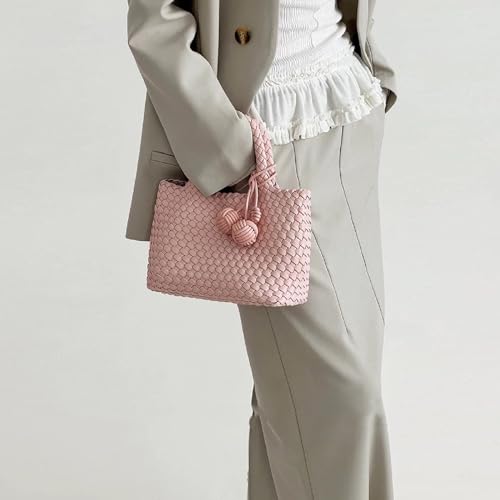 Image of Woven Tote Bag for Women with Coin Purse, Foldable Chain Small Crossbody Handbags, Fashion Shoulder Bag, Hobo Satchel