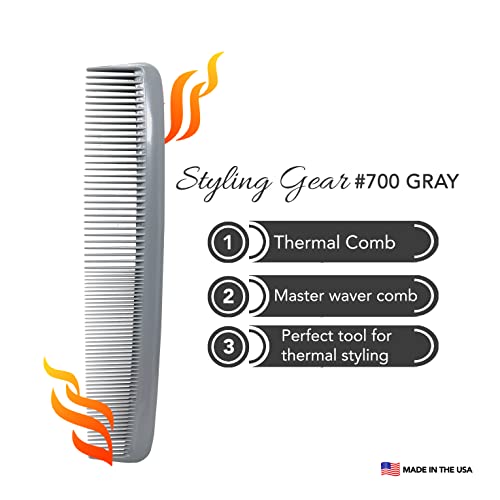 Styling Gear Heat Resistant Wide Tooth Comb Barber Hairstylist Hair Combs Static Free Hair Straightening Styling Hair Parting Comb Gray Combs 1 Pc. (Wide Comb) #TOP5