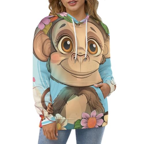 Pullover papillon fleur de singe contre le froid sweat à capuche mixte S - 2
