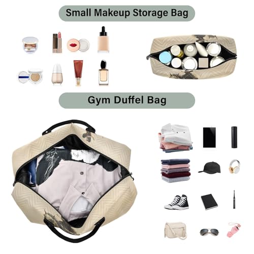 Dust Cowboy Horse Brown Travel Duffel Bag, Gym Bags with Multiple Interior Pockets for Men Women Toiletry Purse Included 20.5”x 1.9” x 13.8”4