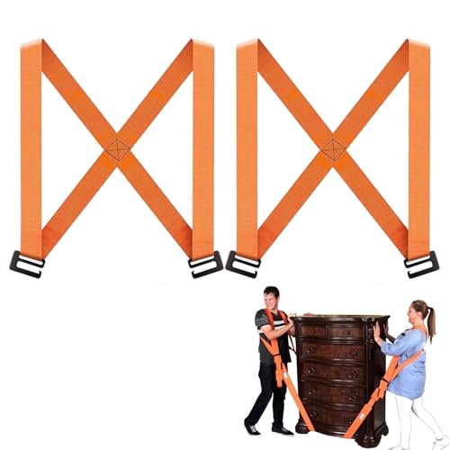 Tragegurte Umzug, 2 Personen Tragegurt, 270 * 4.5 cm Transportgurt, Möbel Tragegurte, Transportgurt Zum Heben Transportieren und Bewegen von Möbeln Haushaltsgeräten Matratzen(380Kg Orange)