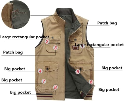 Chaleco de pesca de algodón 7XL con bolsillos amplios para ropa de abrigo de hombre 6