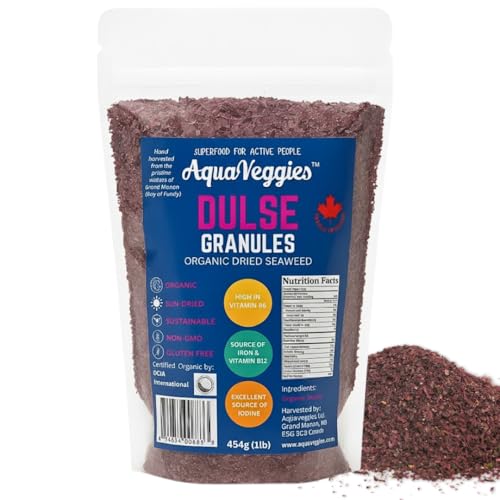 Aqua Veggies Organic Atlantic Dulse Flake Granules Sea Vegetable, Wild-Harvested,