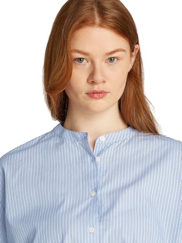 Tommy Hilfiger Damen Bluse V-Neck Balloon Blouse V-Ausschnitt, Blau (Ivy STP/Vessel Blue), 48 – Ansicht 4