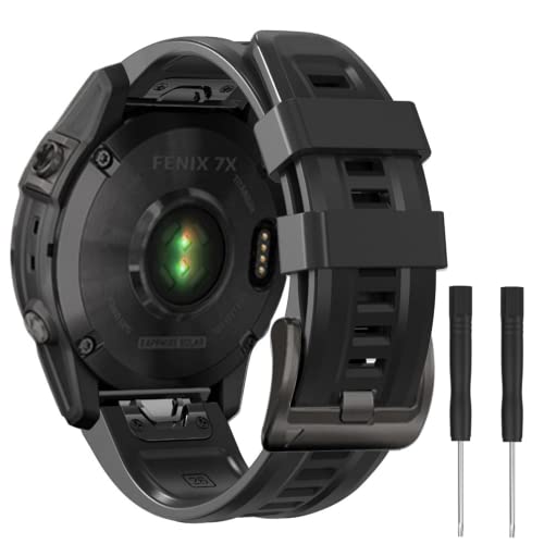 Ankersaila 26mm �o���h Compatible with Garmin Fenix 7X, Fenix 5X/5X Plus, Fenix 6X/6X Pro, Fenix 3/3 HR,�\�t�g�V���R���o���h �N�C�b�N�����[�X�� ���� �x���h