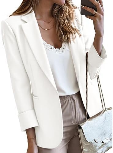 KIRUNDO Blazers for Women Business Casual Long Sleeve Open Front Lapel Suit Jackets Office Work Blazer Pockets Fall Clothes