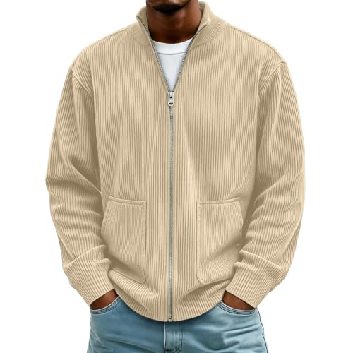 Aswuknt Men's Corduroy Jacket Full Zip Up Spring Fall Jackets with Pockets - image 1