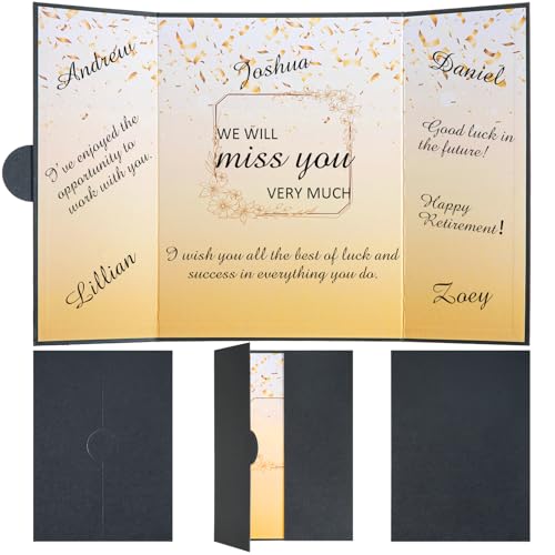 MotiMind Farewell Guest Book Alternative, Farewell Gifts for Coworkers Friends, Black Gold We Will Miss You Signature Board, 17.32'' x 12'' Goodbye Card, Retirement Party Decoration, Graduation Party