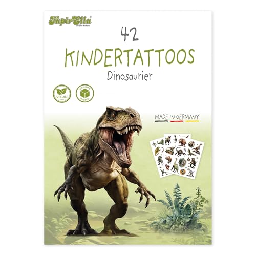 Tapirella 42 hautfreundliche Kinder Tattoos Dinosaurier MADE IN GERMANY Tattoos für Kinder vom Lutz Mauder Verlag Vegan und plasikfrei verpackt