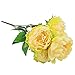 Hovebeaty Artificial Peony Silk Flowers Bouquet Home Wedding Decoration (Light Yellow)
