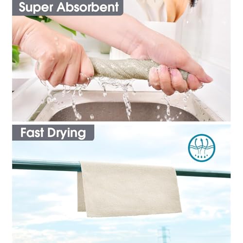 Image of LINEAR Microfiber Cleaning Cloth Roll | Kitchen Towel Roll | Cleaning Towels - Reusable and Washable Cloths for Kitchen, Washable and Reusable (20- Pack) 25 x 26 Cms (1, Cream, Medium)
