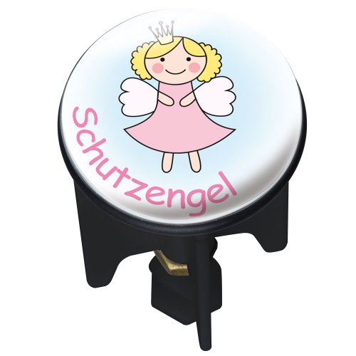 WENKO 20707100 Waschbeckenstöpsel Pluggy Schutzengel Abfluss-Stopfen, Messing, Kunststoff, Durchmesser 3.9 x 6.5-9.5 cm