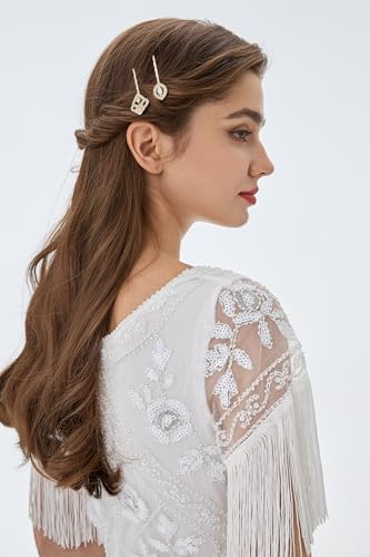 BABEYOND Vintage Hair Pins Clips for Women 1920s Crystal Rhinestone Feather Hair Pins Great Gatsby Hair Piece (A-Gold) - Thumbnail 6