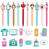 YSDTrink Nurse Gifts - 10 Cute Black Ink Gel Pens and 12 Sticky Notes