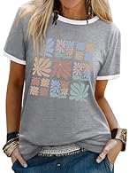 Material: Made of cotton blended. Soft and comfortable to wear. Size: S-2XL. Features: Round Neck, Short Sleeve, Let It Be Letter Print, Daisy Graphic Print, Regular Fit, Casual Style. Occasion: Great choice for you to wear in Spring, Summer, Autumn,...