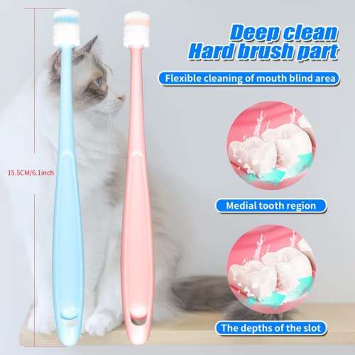4 Pcs Small Dog & Cat Toothbrush 360 Degree Soft Silicone, Cat Dental Care, Pet Toothbrush, Oral Hygiene, Easy To Handle, Deep Clean, Independent Packaging, Light Sky Blue & Light Pink (4 Pack) #TOP2
