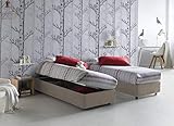 LETTO SILVIA SINGOLO - Letto singolo dal design moderno Silvia con giroletto rivestito in tessuto imbottito sfoderabile di colore Tortora, adatto a materasso da 80x190 cm