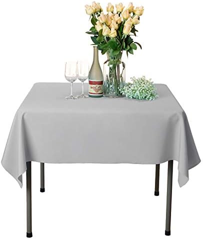 VEEYOO Square Tablecloth - 70x70 Inch Polyester Table Cloth Washable Wrinkle Free Dinner Tablecloth for Wedding, Party, Restaurant,Indoor and Outdoor Buffet Table - Silver Tablecloth