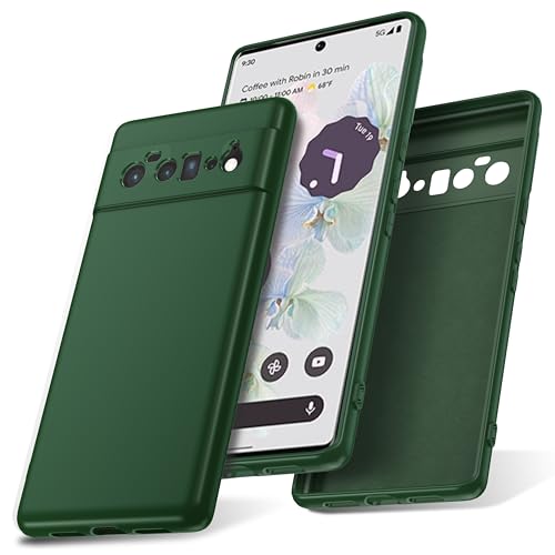 Watana Funda para Google Pixel 6 Pro 5G Case de Silicona Soft-Touch, Antigolpes, Antipolvo, Antideslizante, Funda Protectora Completa con Forro de Microfibra para Pixel 6 Pro 5G,Verde