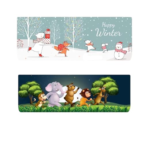 Image of Printed Split Ac Cover Combo Indoor Unit For 1.5 Ton Capacity AC, Inner Unit Ac Cover, All Weather Cover /Attractive Digital Prints /Dustproof /Water Resistant (Happy Winter & Jungle Safari)