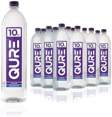 QURE Water, Premium 10 pH Ionized Alkaline Bottled Water, Silky Smooth Taste Infused with Electrolytes, 33.8 Fl Oz (Pack of 12)
