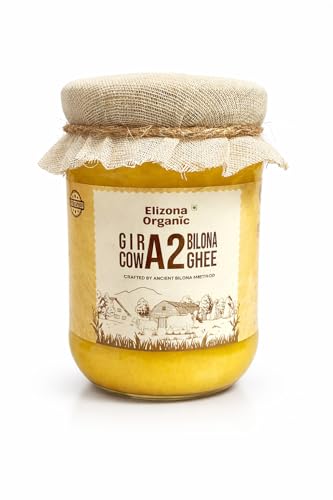 Image of Elizona Organic Pure Ghee A2 Gir Cow Ghee 500ML Made Using Vedic Bilona Method | Grass-Fed & Healthy | A2 Cow Ghee Desi | Glass Bottle Packaging I Lab Tested