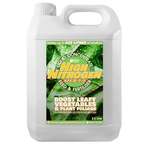 Elixir Gardens High Nitrogen Liquid Fertiliser All Season For Fruit, Flowers and Lawns | Various Sizes 1-10L | Produces 625L of liquid feed | 2.5 Litre Bottle