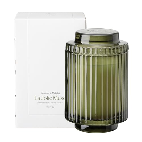 LA JOLIE MUSE Mandarin Matcha Scented Candle, Natural Soy Candles for Home Scented, Candle Gifts for Women&Men, Long Burning Luxury Jar Candle, 11oz