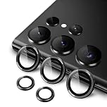 JETech Camera Lens Protector for Samsung Galaxy S23 Ultra 5G 6.8-Inch, 9H Tempered Glass Metal Individual Ring Cover, Easy Installation Tray, HD Clear, 1 Set (Phantom Black)