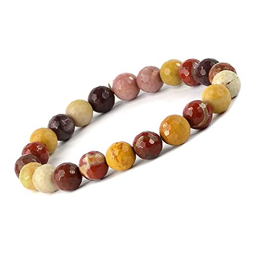 Image of Reiki Crystal Products Natural Crystal Stone 8 mm Faceted Diamond Cut Beads Bracelet for Men & Women | Reiki Charged Gemstone Bracelet | Multiple Stone Variants Available