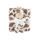 Stephan Baby Snuggle Fleece Crib Blanket and Plush Toy Set, Ginny Giraffe