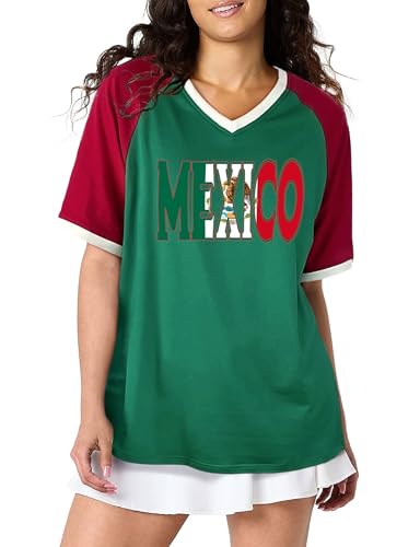 Brazil Shirt for Women Y2k Tops Short Sleeve T Shirts Brazil Jersey Contrast Binding V Neck Tee