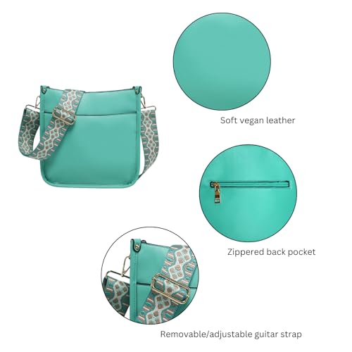 Image of Posie Crossbody Bags for Women Trendy Vegan Leather Hobo Purses Shoulder Handbags with Wide Adjustable Guitar Strap