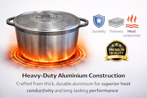 Housetronics 22cm Caribbean Dutch Pot, Heavy Aluminium Cooking Pot with Lid, Traditional Jamaican Style Saucepan, Capacity 3 Litre - Image 3
