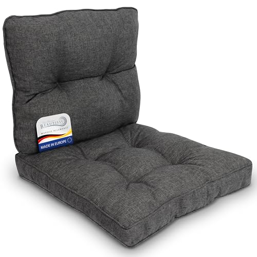 Beautissu Lot de 2 Lounge Coussin Salon de Jardin Exterieur Assise 50x50 cm & Dossier 50x40 cm – Anti-Salissures Imperméable – Coussin Fauteuil Jardin Confortable...
