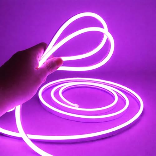 Image of NEWNESS Purple Neon LED Strip Light 13.2 Feet with Adapter | Flexible IP65 Waterproof Silicone Rope Light for Bedroom, Ceiling, Gaming Room, Party & Outdoor Decoration