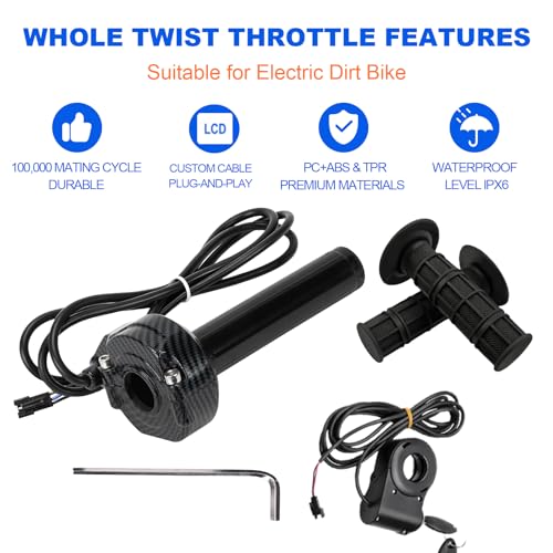 Image of Full Twist Throttle for Ridstar Q20, Surron Throttle with Ignition Switch, Ebike Throttle Grips Cable Kit Compatible with Ridstar Q20 Electric Dirt Bike