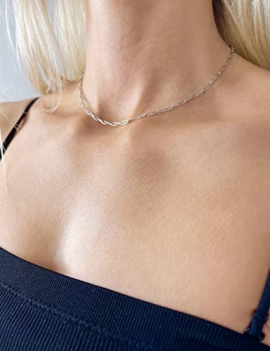 Silver Necklace For Women 2Mm Paperclip Chain Solid 925 Sterling Silver Clasp Paperclip Chain Silver Chain For Women 16/18/20/22/24/26/30 Inches(16) #TOP5