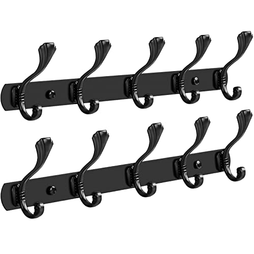 Mokani Kleiderhaken - Garderobenhaken Edelstahl, Garderobenleiste Schwerlast, Wandgarderobe, Hakenleiste Garderobe, Jackenhalter Wand, Ideal für Küche, Bad und Schlafzimmer (2 Stück, Schwarz) Cover