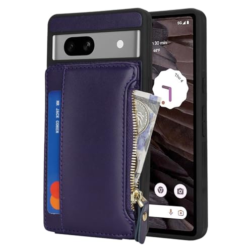 Image of Cavor for Google Pixel 7a Case Wallet with Card Holder, Purple