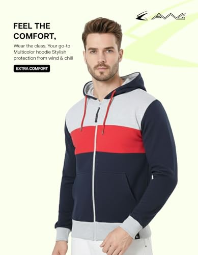 Image of AWG ALL WEATHER GEAR Hoodies for Men | Men's Solid Hooded Sweatshirt | Winter Wear | Pullover | Jackets for Men Stylish | Zipper Hooded Sweatshirt