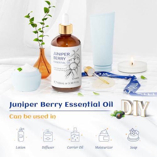 Image of HIQILI 100ML Juniper Berry Essential Oil,100% Pure Natural Undiluted Premium - 3.38 Fl Oz