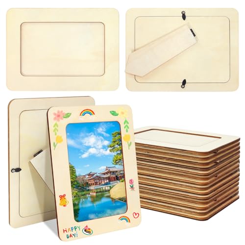 VOKOY 25 Pack Wooden Picture Frames for Crafts, 4" x