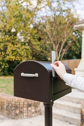 Image of Architectural Mailboxes 950020RZ Centennial Post Mount Mailbox, XL, Rubbed Bronze | Galvanized steel build for outside with rust-resistant powder-coat finish and a magnetic door closure. USPS approved.