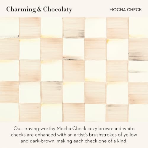 Image of MACKENZIE-CHILDS Resin Pumpkin, Small, Brown-and-White Mocha Check