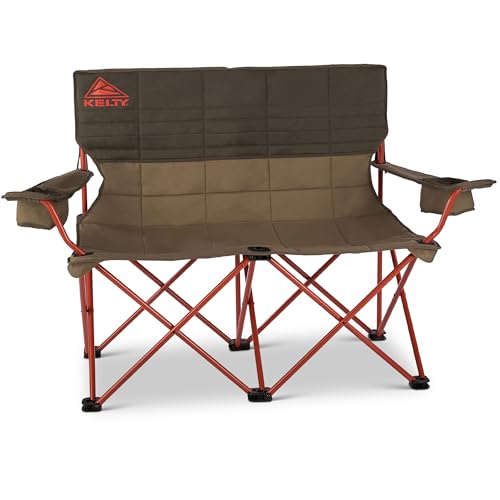 Image of Kelty Loveseat 2 Person Folding Camping Chair (Regular Height /Bungee) | Comfortable Seat for 2 Adults, Insulated Cup Holders, Perfect for Soccer Games, Backyards, Concerts, Roll Tote Storage